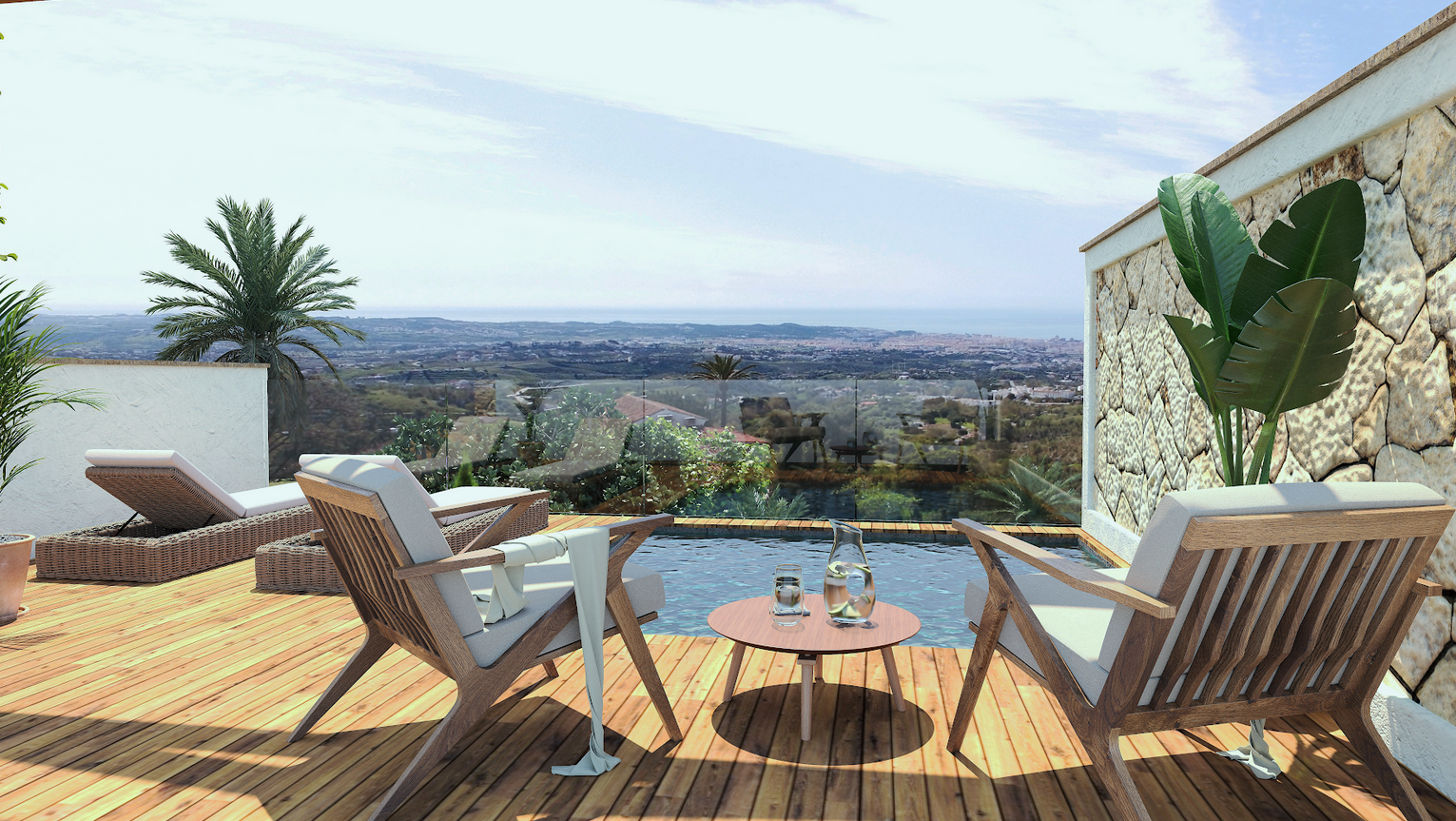 La Roca resort view with infinity pool overlooking the sea